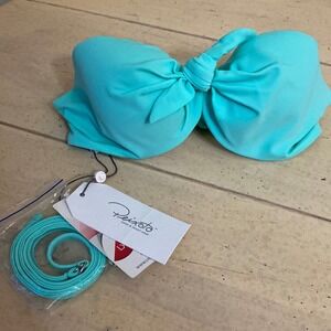 Peixoto Strapless Bikini Top Removable Strap Aqua Blue Swimwear